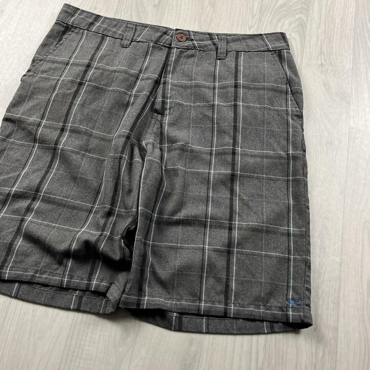 VINTAGE Y2K O’NEILL CHECKERED BAGGY LOOSE SURF SHORTS GREY