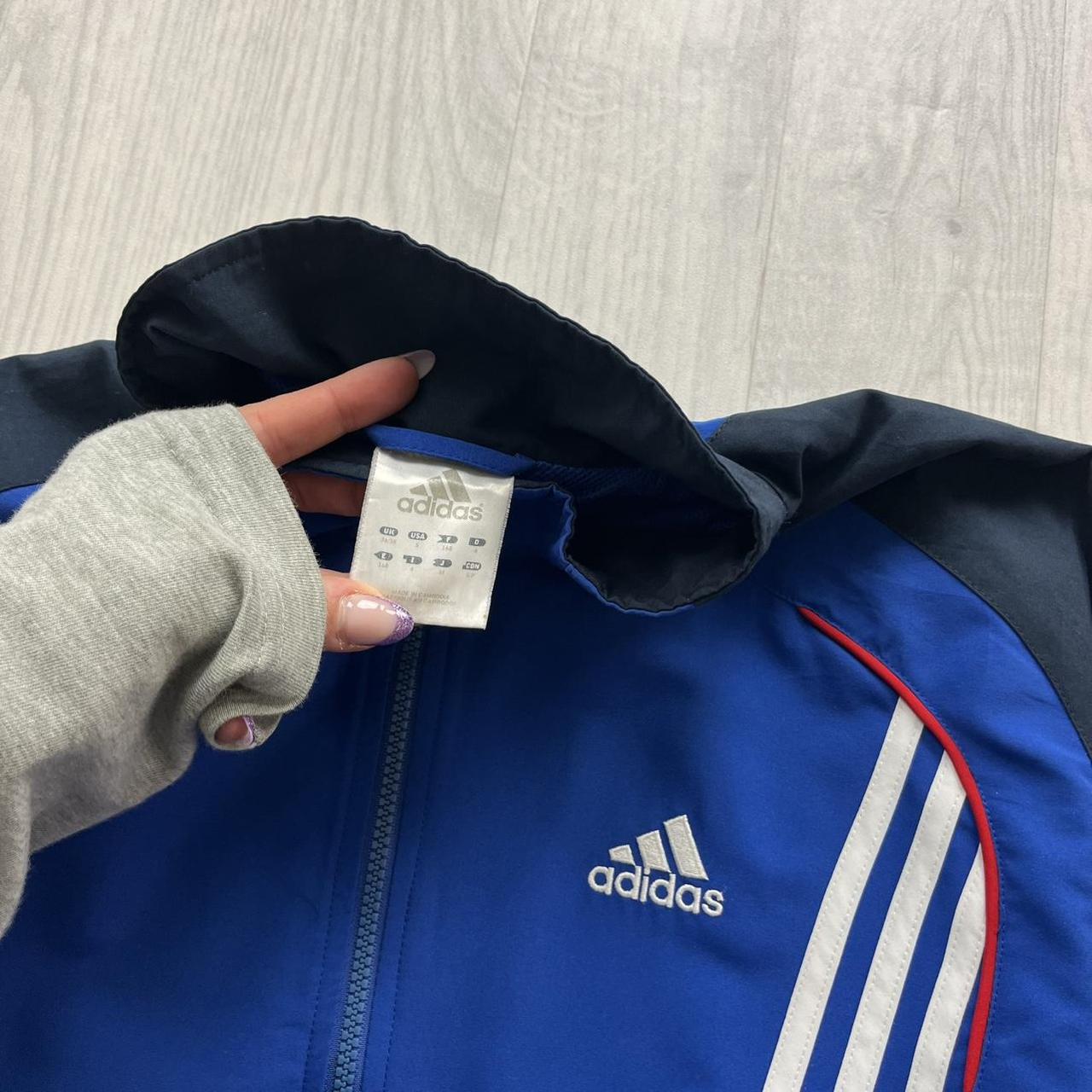 VINTAGE Y2K ADIDAS STRIPE WINDBREAKER TRACK JACKET BLACK BLUE