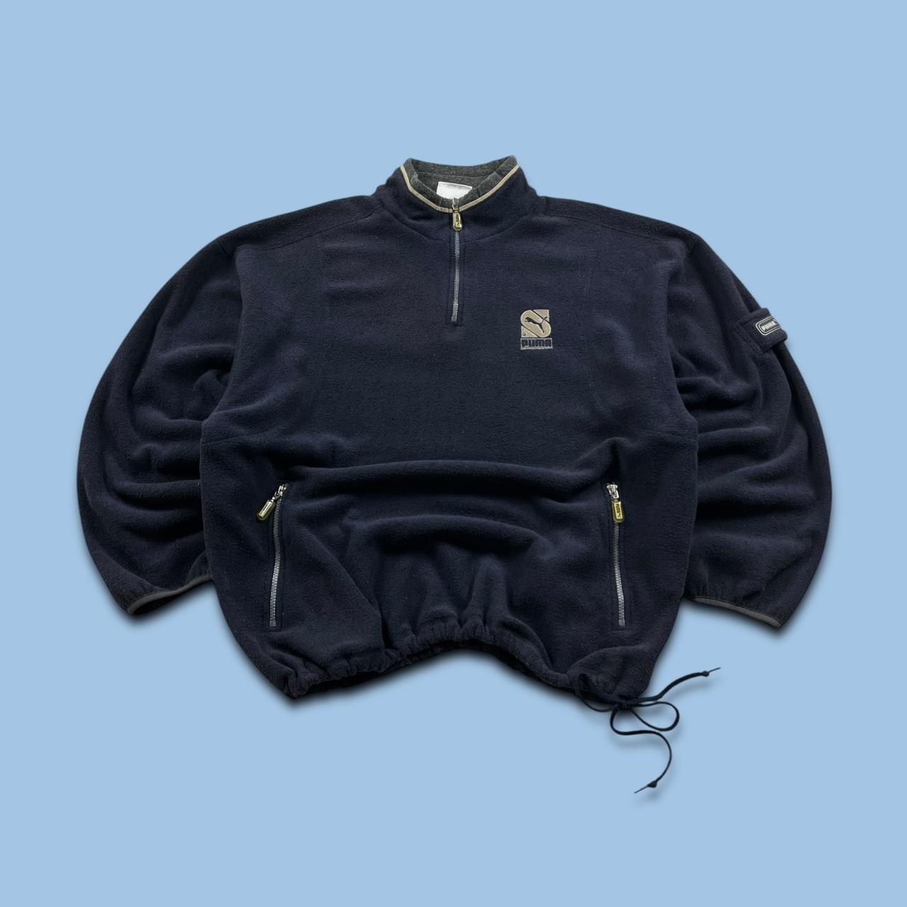 VINTAGE Y2K PUMA QUARTER ZIP TECHNICAL FLEECE SWEATSHIRT NAVY