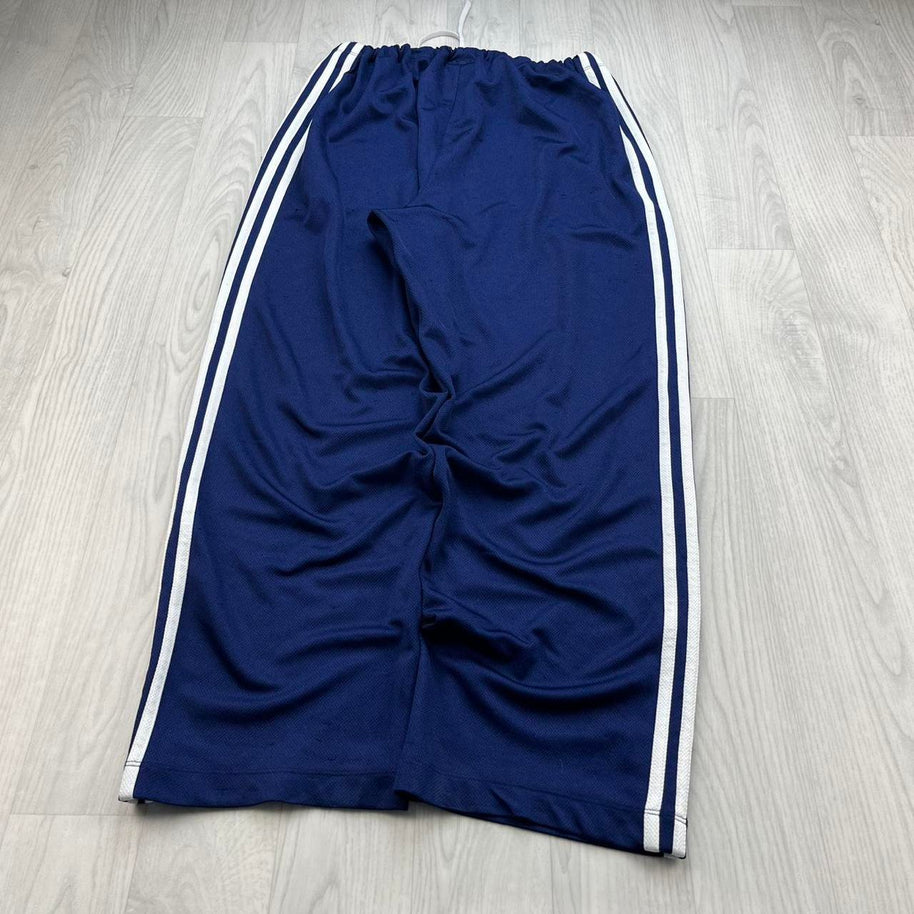 VINTAGE Y2K ADIDAS SIDE STRIPE BAGGY TRACKSUIT BOTTOMS NAVY