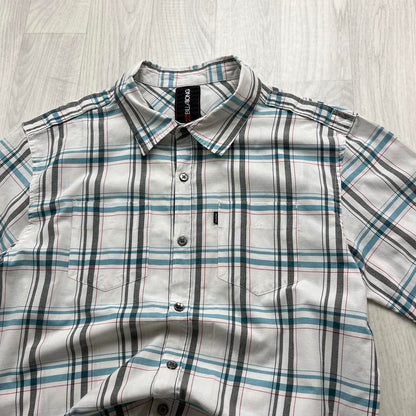 VINTAGE Y2K BILLABONG PLAID SHORT SLEEVE SHIRT WHITE