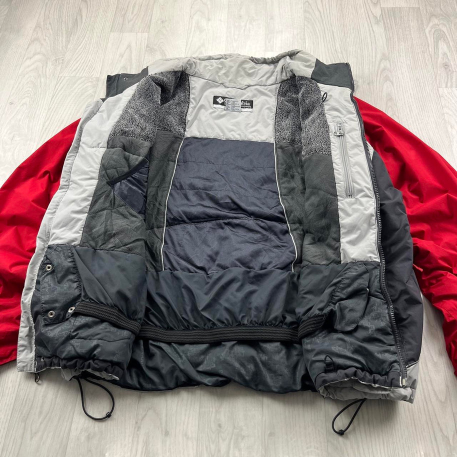 VINTAGE Y2K COLUMBIA TECHNICAL SKI JACKET GREY / RED