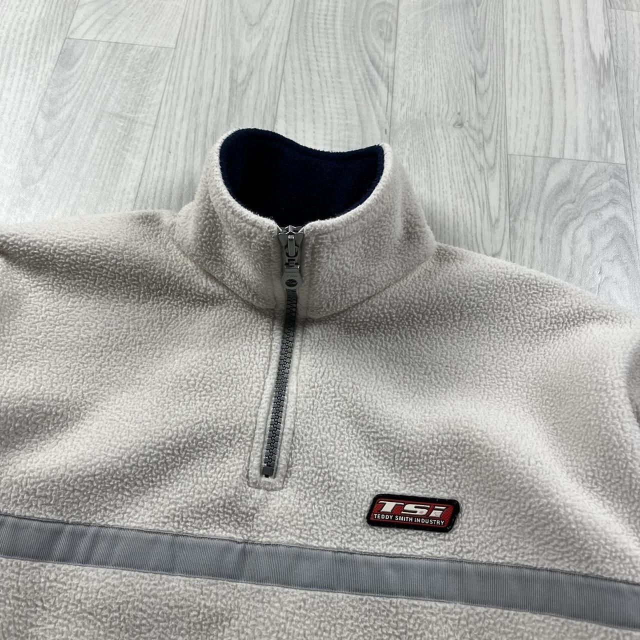VINTAGE Y2K TEDDY SMITH QUARTER ZIP FLEECE SWEATSHIRT CREAM