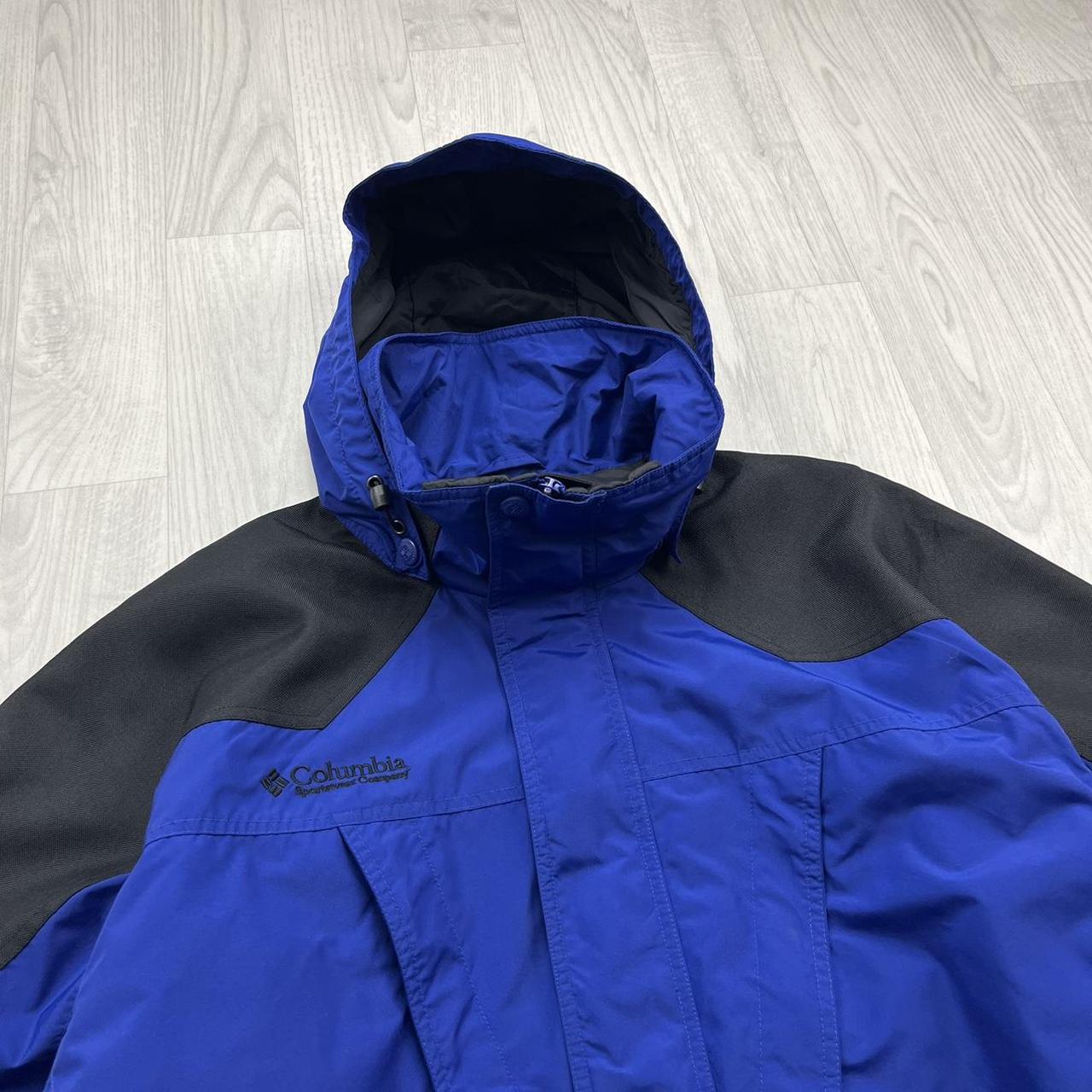 VINTAGE 00s COLUMBIA TECHNICAL HOODED UTILITY SKI JACKET BLUE BLACK