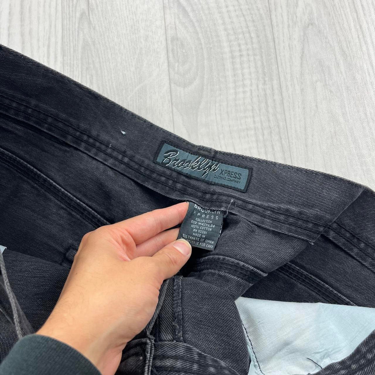 VINTAGE Y2K BROOKLYN XPRESS WIDE LEG CARGO JEANS BLACK