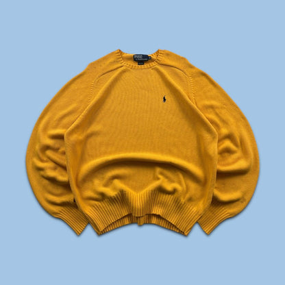 VINTAGE Y2K POLO RALPH LAUREN CHUNKY KNITTED JUMPER YELLOW