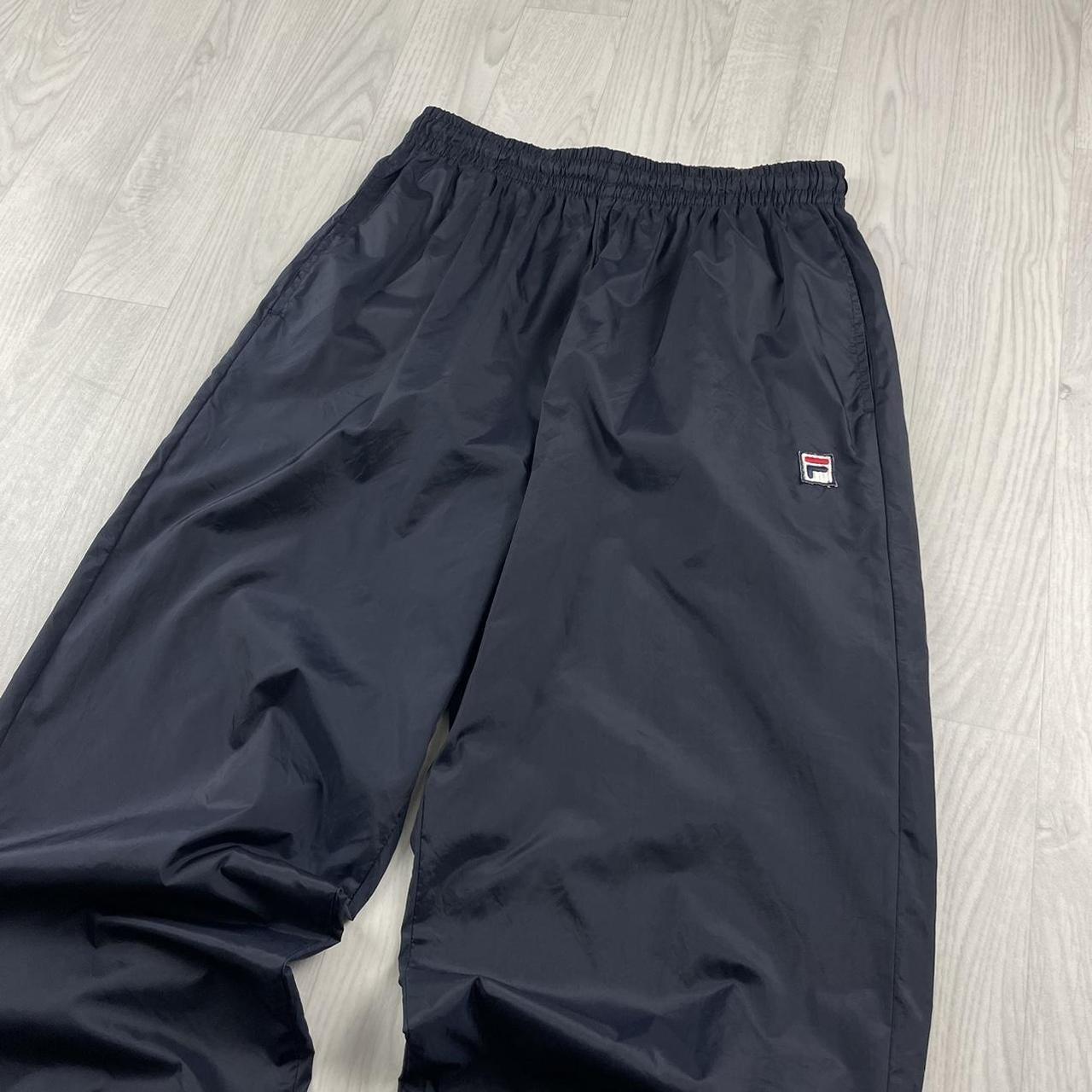 VINTAGE FILA BAGGY SHELL TRACKSUIT BOTTOMS NAVY (XL)