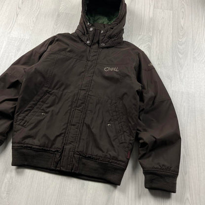 VINTAGE 00s O’NEILL HOODED HEAVY BOMBER JACKET BROWN