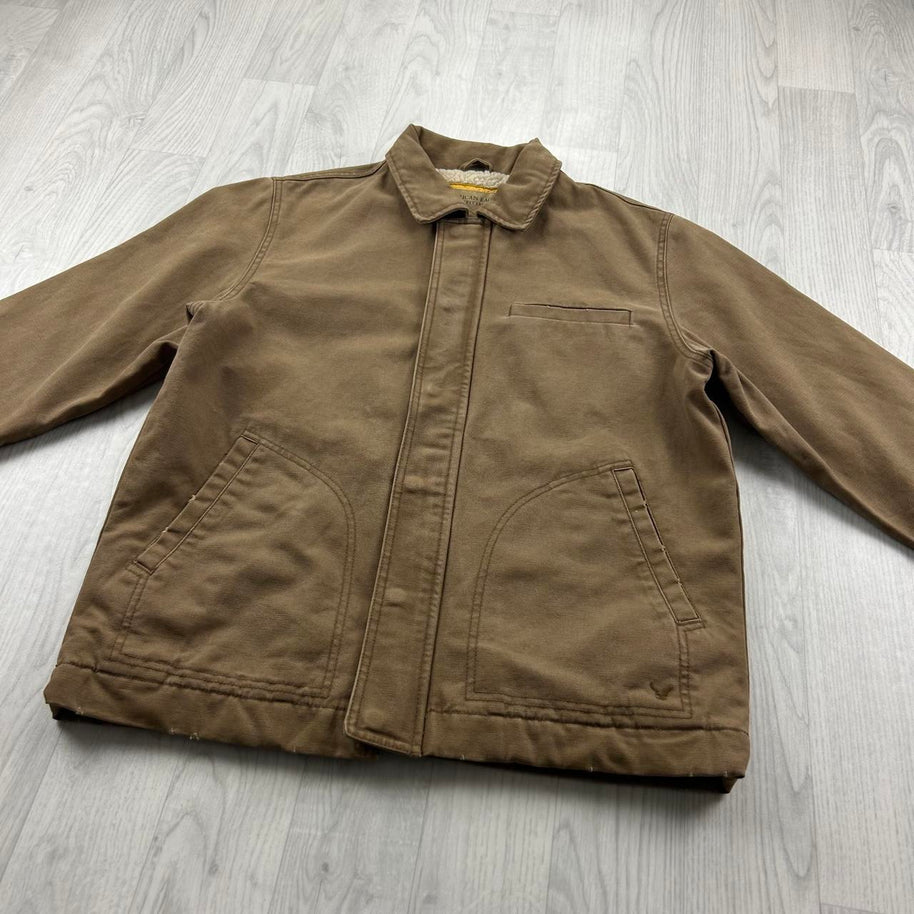VINTAGE Y2K AMERICAN EAGLE DETROIT WORKWEAR BOMBER JACKET BROWN