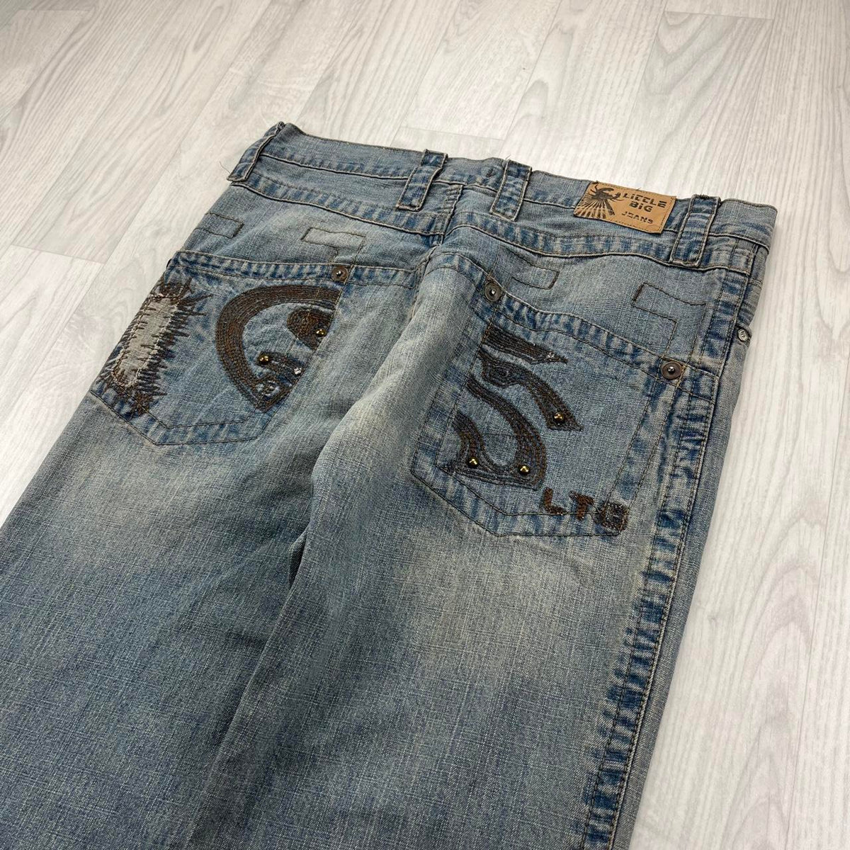 VINTAGE Y2K LITTLE BIG BOOTCUT EMBROIDERED JEANS BLUE