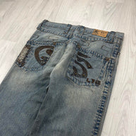 VINTAGE Y2K LITTLE BIG BOOTCUT EMBROIDERED JEANS BLUE