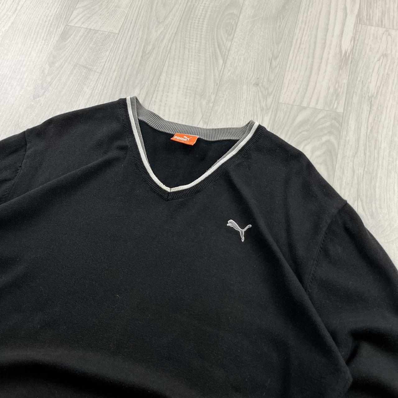 VINTAGE Y2K PUMA V NECK KNITTED JUMPER BLACK