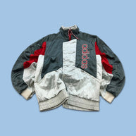 VINTAGE 90s ADIDAS HALF ZIP WINDBREAKER JACKET GREY / SILVER