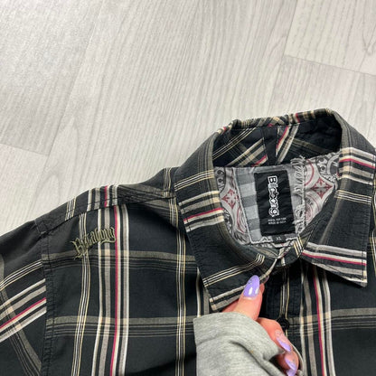 VINTAGE Y2K BILLABONG CHECKERED SHORT SLEEVE SHIRT BLACK