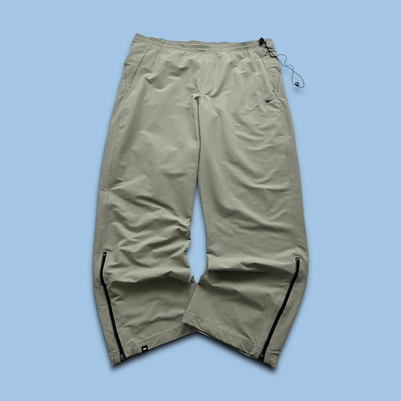 VINTAGE Y2K NIKE WIDE LEG DRI FIT TRACKSUIT BOTTOMS KHAKI