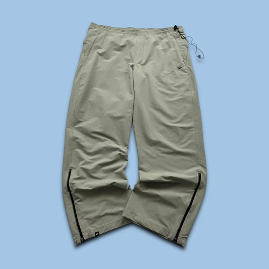 VINTAGE Y2K NIKE WIDE LEG DRI FIT TRACKSUIT BOTTOMS KHAKI
