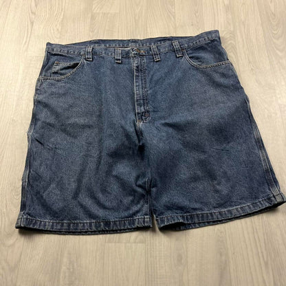 VINTAGE 00s WRANGLER BAGGY LOOSE CARPENTER JORTS BLUE