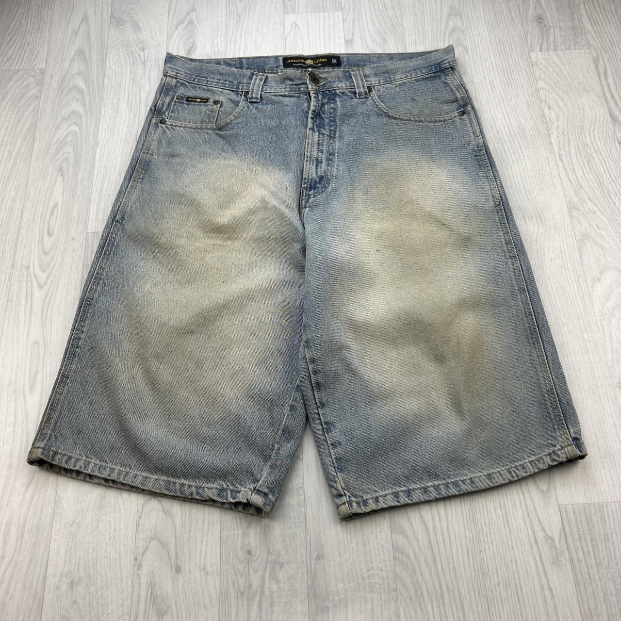 VINTAGE Y2K JORDAN CRAIG LONG BAGGY DENIM JORTS LIGHT BLUE