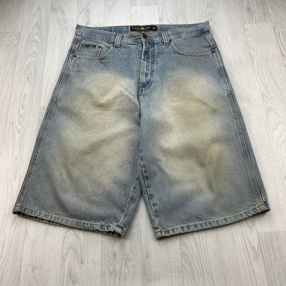 VINTAGE Y2K JORDAN CRAIG LONG BAGGY DENIM JORTS LIGHT BLUE