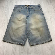 VINTAGE Y2K JORDAN CRAIG LONG BAGGY DENIM JORTS LIGHT BLUE