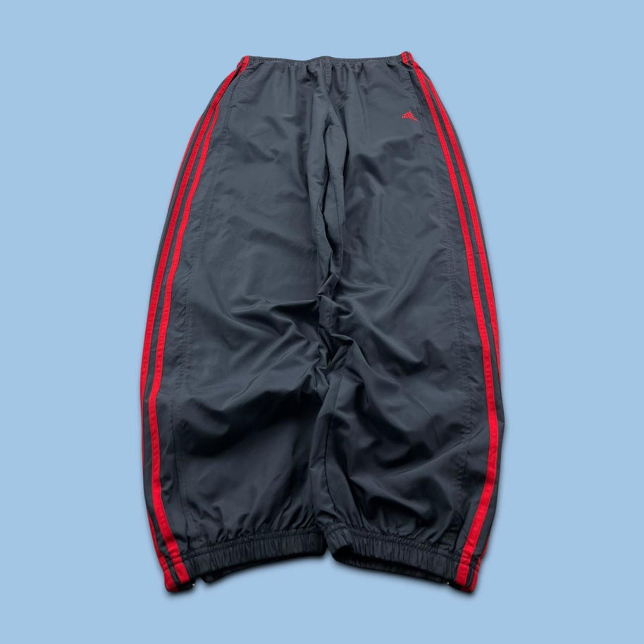 VINTAGE Y2K ADIDAS SIDE STRIPE BAGGY TRACKSUIT BOTTOMS NAVY RED