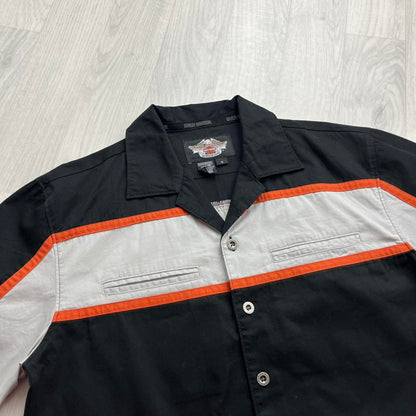 VINTAGE Y2K HARLEY DAVIDSON SHORT SLEEVE BUTTON UP SHIRT BLACK