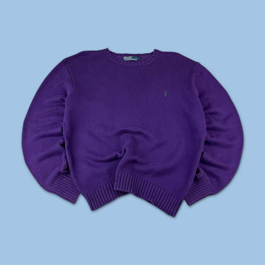 VINTAGE Y2K RALPH LAUREN CHUNKY ESSENTIAL KNITTED JUMPER PURPLE