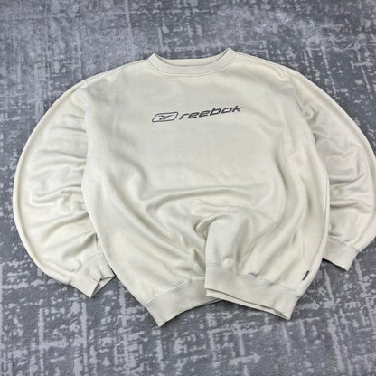 VINTAGE Y2K REEBOK SPELL OUT BOXY SWEATSHIRT CREAM