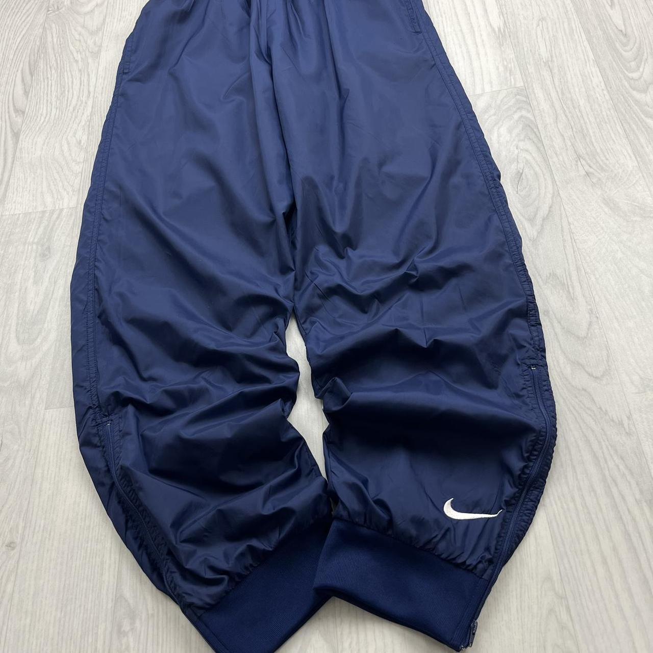 VINTAGE 90s NIKE BAGGY SHELL TRACKSUIT BOTTOMS NAVY