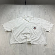 VINTAGE 00s FILA PLAIN CROPPED SHORT SLEEVE BUTTON UP SHIRT WHITE