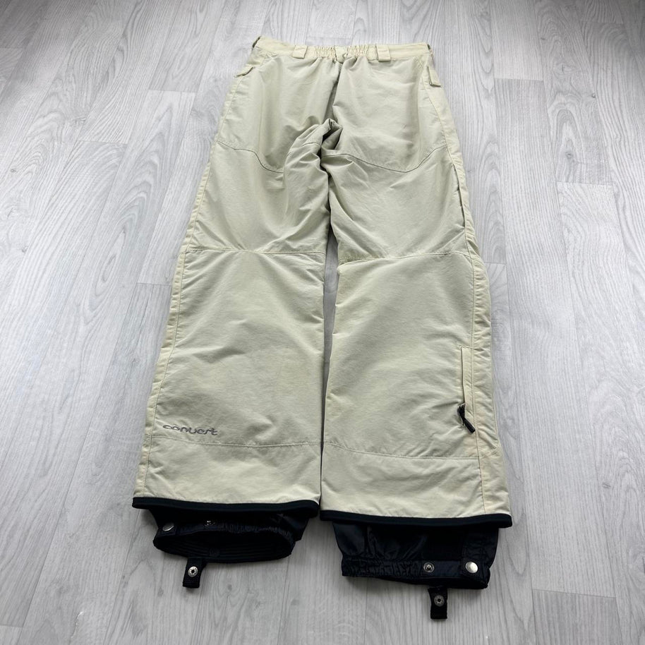 VINTAGE Y2K COLUMBIA BAGGY SKI PANTS SALOPETTES CREAM