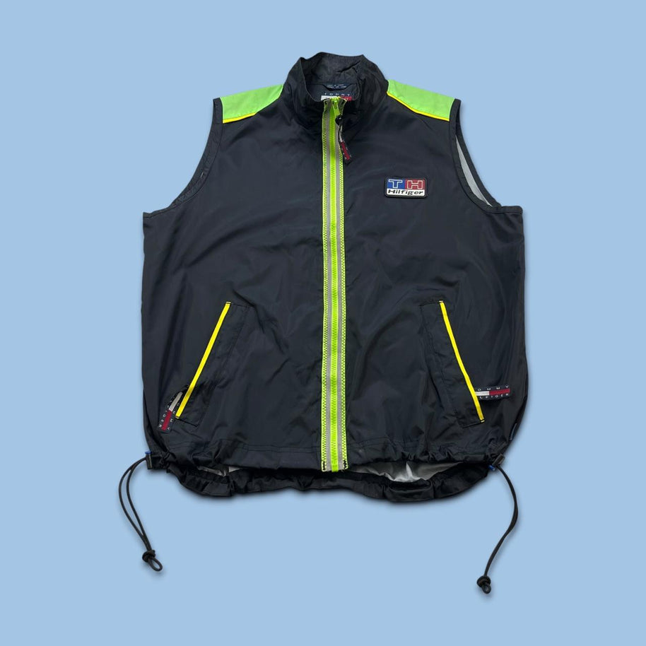 VINTAGE Y2K TOMMY HILFIGER TECHNICAL GILET VEST JACKET BLACK