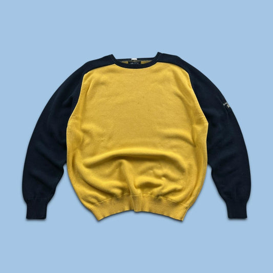 VINTAGE Y2K NAUTICA CHUNKY KNITTED JUMPER YELLOW NAVY