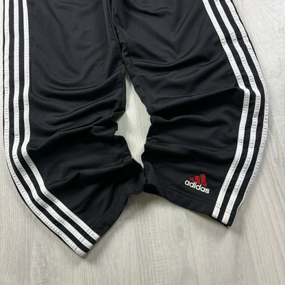 VINTAGE 90s ADIDAS BAGGY POPPER TRACKSUIT BOTTOMS BLACK