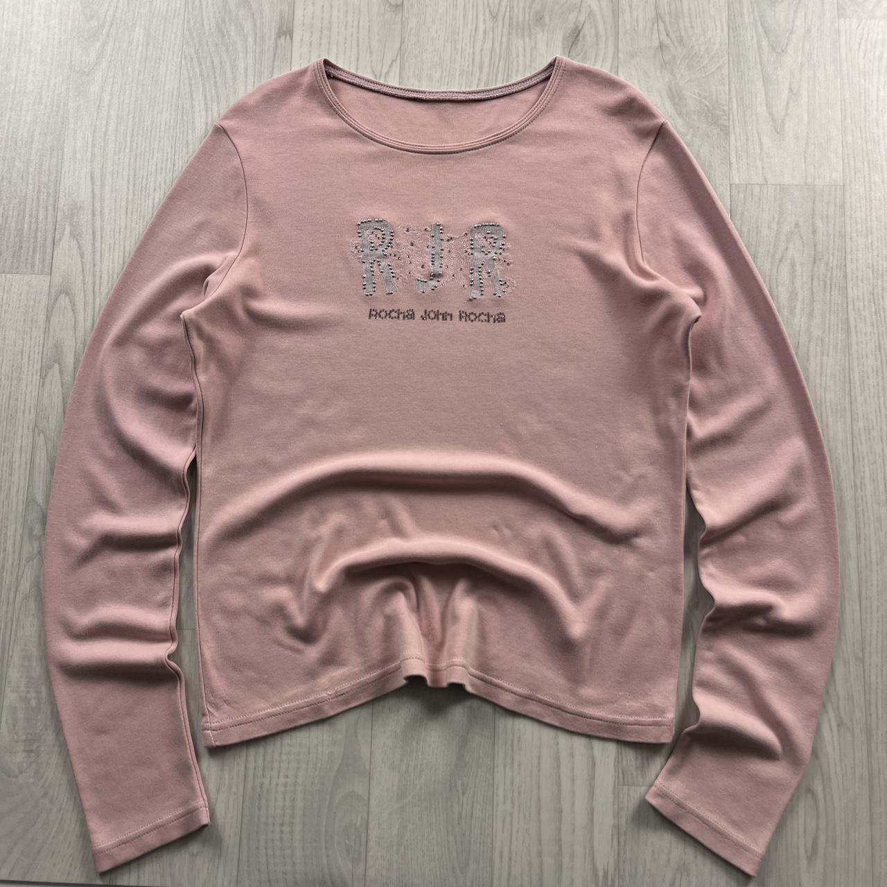 VINTAGE Y2K ROCHA JOHN ROCHA LONG SLEEVE TOP BABY PINK