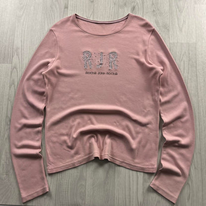 VINTAGE Y2K ROCHA JOHN ROCHA LONG SLEEVE TOP BABY PINK