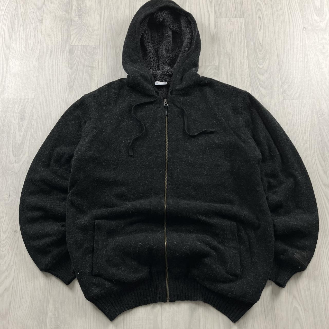 VINTAGE Y2K COLUMBIA KNITTED FLEECE HOODIE BLACK