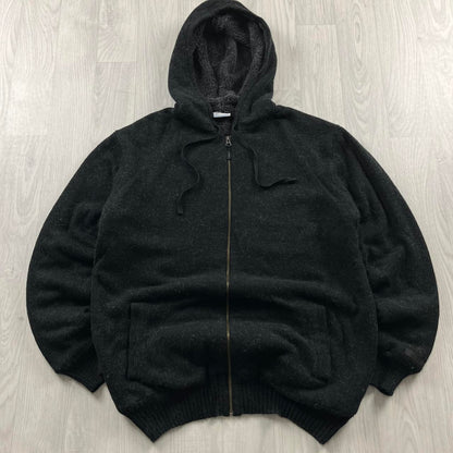 VINTAGE Y2K COLUMBIA KNITTED FLEECE HOODIE BLACK