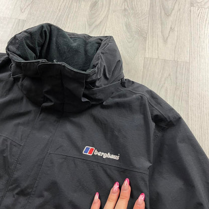 VINTAGE 00s BERGHAUS TECHNICAL HOODED JACKET BLACK