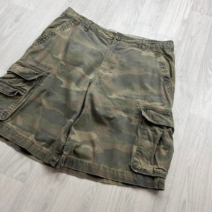 VINTAGE Y2K FADED GLORY BAGGY CAMO CARGO SHORTS KHAKI