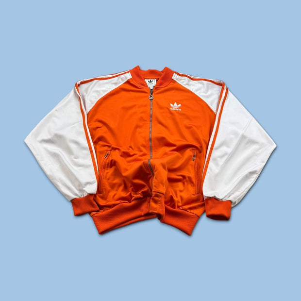 VINTAGE Y2K ADIDAS ZIP UP BOMBER TRACK JACKET ORANGE / WHITE