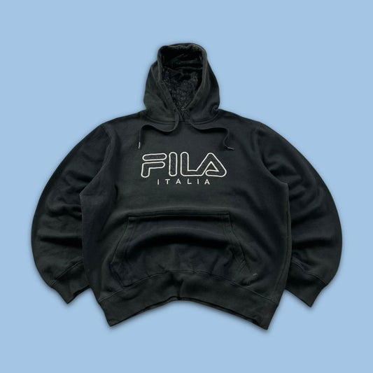 VINTAGE Y2K FILA GRAPHIC BOXY HOODIE BLACK