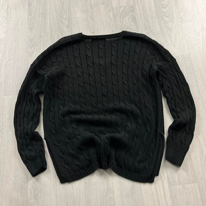 VINTAGE Y2K POLO RALPH LAUREN CHUNKY CABLE KNITTED JUMPER BLACK