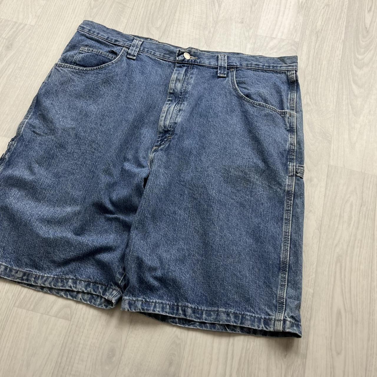 VINTAGE 00s WRANGLER BAGGY LOOSE CARPENTER JORTS BLUE