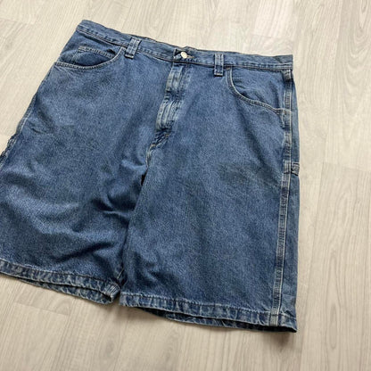 VINTAGE 00s WRANGLER BAGGY LOOSE CARPENTER JORTS BLUE