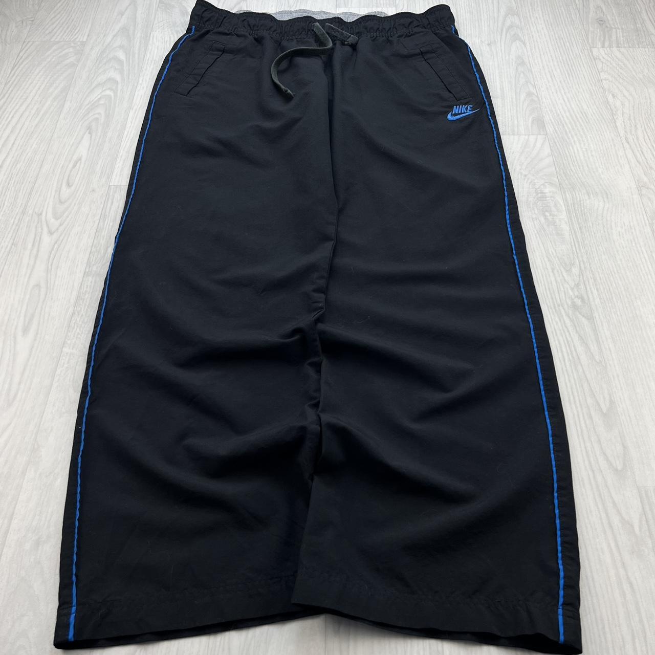VINTAGE Y2K NIKE WIDE LEG PIN STRIPE TRACKSUIT BOTTOMS BLACK