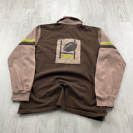 VINTAGE Y2K STRIPED LONG SLEEVE RUGBY POLO SHIRT BROWN