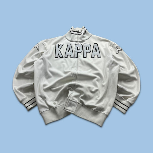 VINTAGE Y2K KAPPA SPELL OUT TRACKSUIT JACKET WHITE
