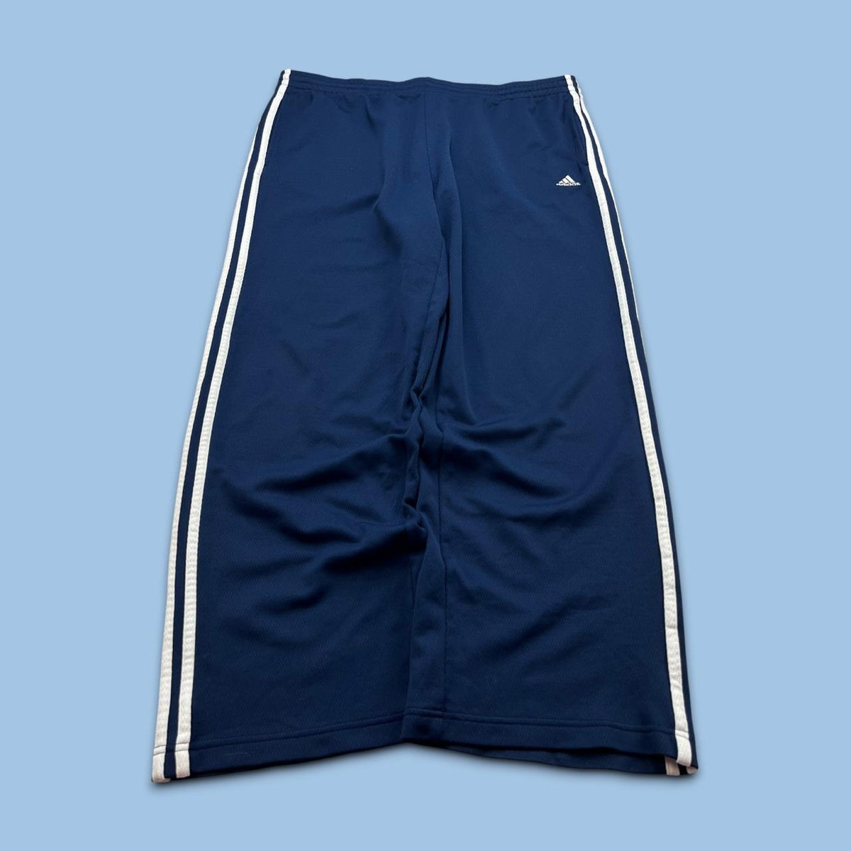 VINTAGE Y2K ADIDAS SIDE STRIPE BAGGY TRACKSUIT BOTTOMS NAVY