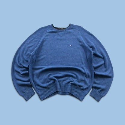 VINTAGE Y2K TOMMY HILFIGER KNITTED JUMPER BLUE